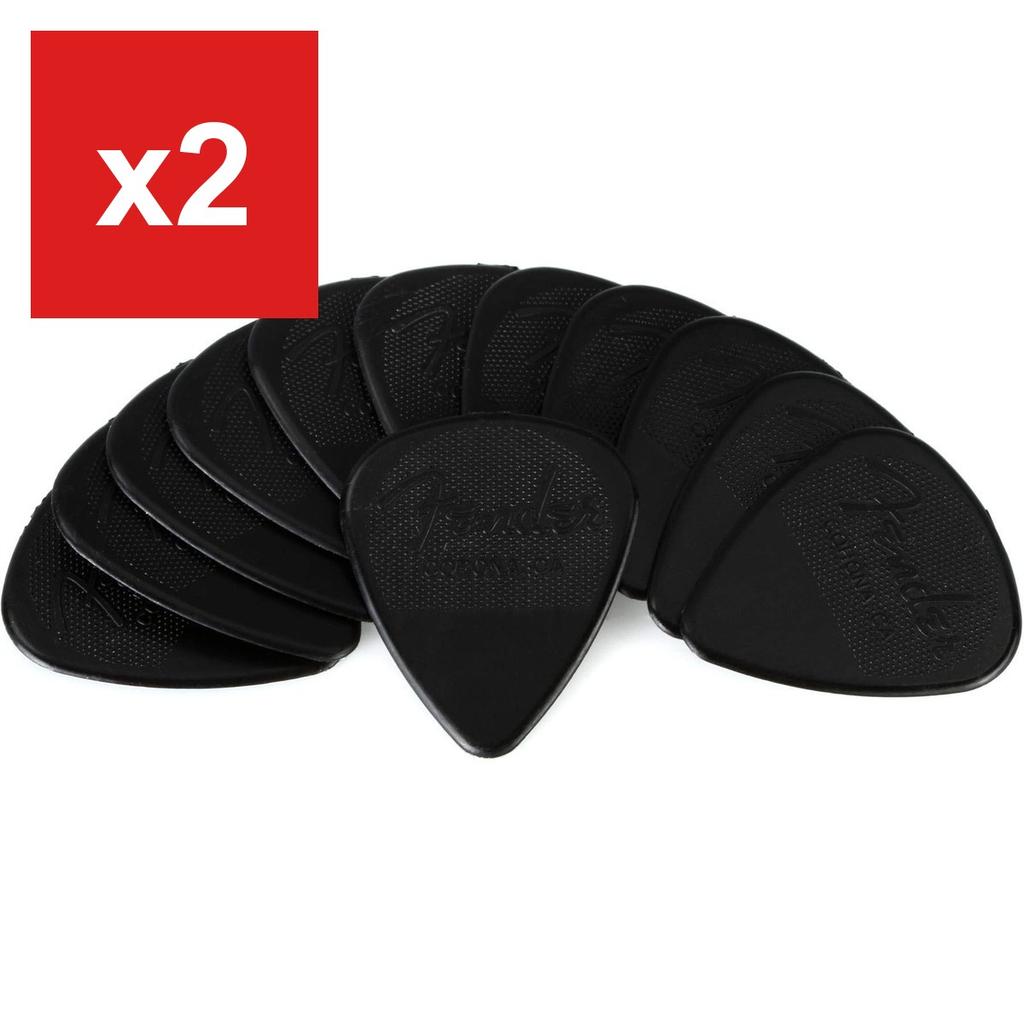 Guitar Picks Fender® Nylon Picks, 351 Shape, 1.14 mm, Black, 12-Pack