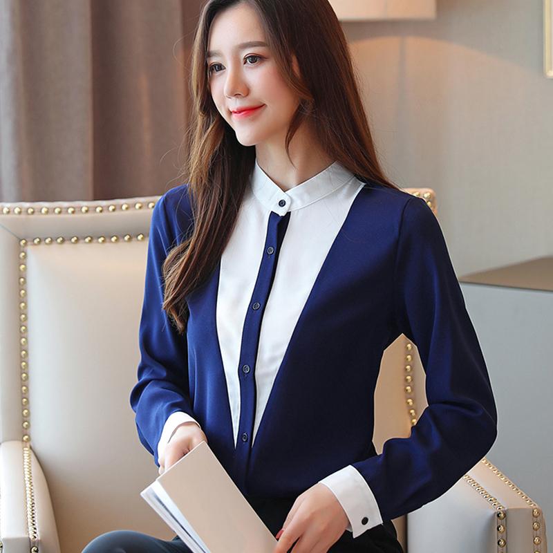 Nueva moda blusa de gasa de manga larga camisa mujeres Tops camisas J311