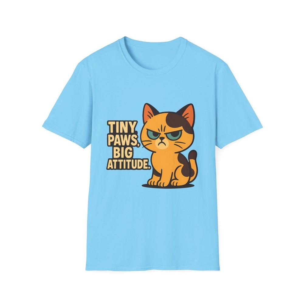 

Unisex Softstyle T-Shirt British Shorthair Kitten Funny Tiny Paws Big Attitude S