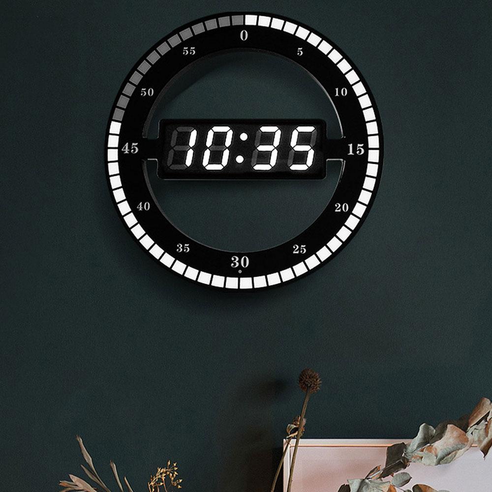 12 Inch Digital Electronic Clock Modern Minimalist Art Design Plastic Home Decoration Bedroom Silent Wall LED Round Fashion