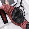 CINOON Sexy Klassischen Bh Kurze Set Dessous Push-Up Büstenhalter Frauen Schwarz Spitze Transparente Unterwäsche Aushöhlen Bandage Höschen