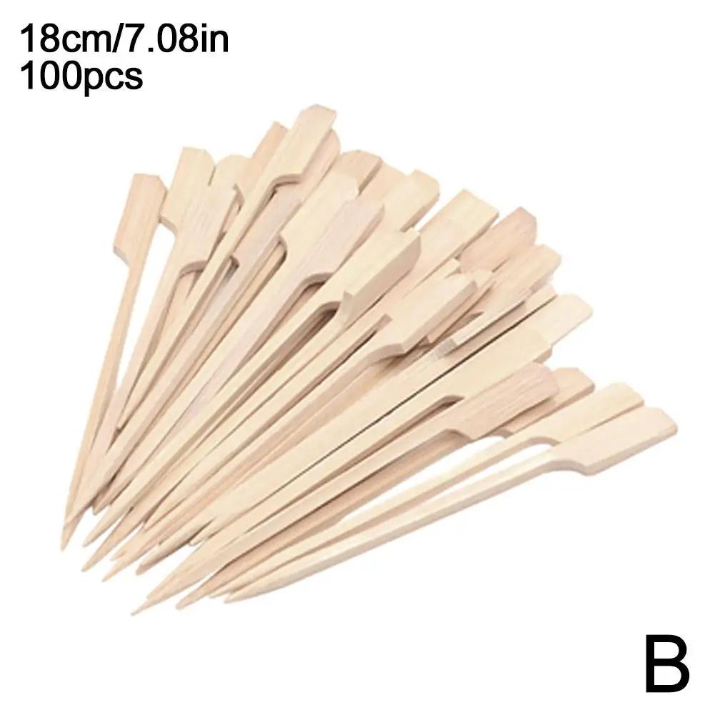 100cps 15/18/25cm Disposable Bamboo Skewer Food Fruit Bamboo Dessert Supplies Birthday Toothpicks Wedding Sticks Buffet Par C5Z2