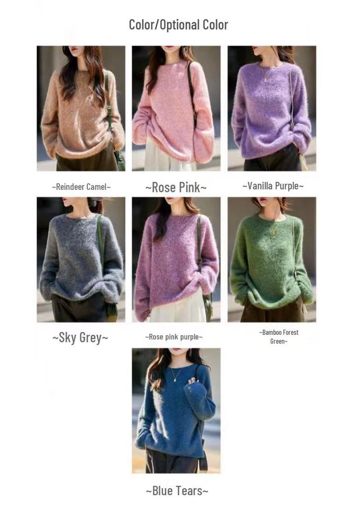 Women's Stylish Anti-Aging Wool Sweater, Cozy Knit, Marled Yarn, Soft & Fluffy Design