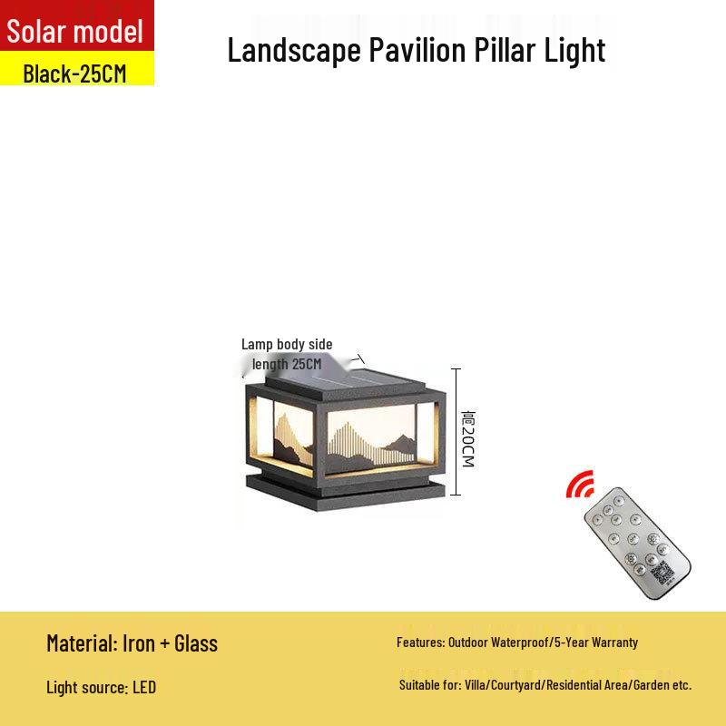 Modern Solar LED Pillar Light for Garden, Courtyard, or Hotel
