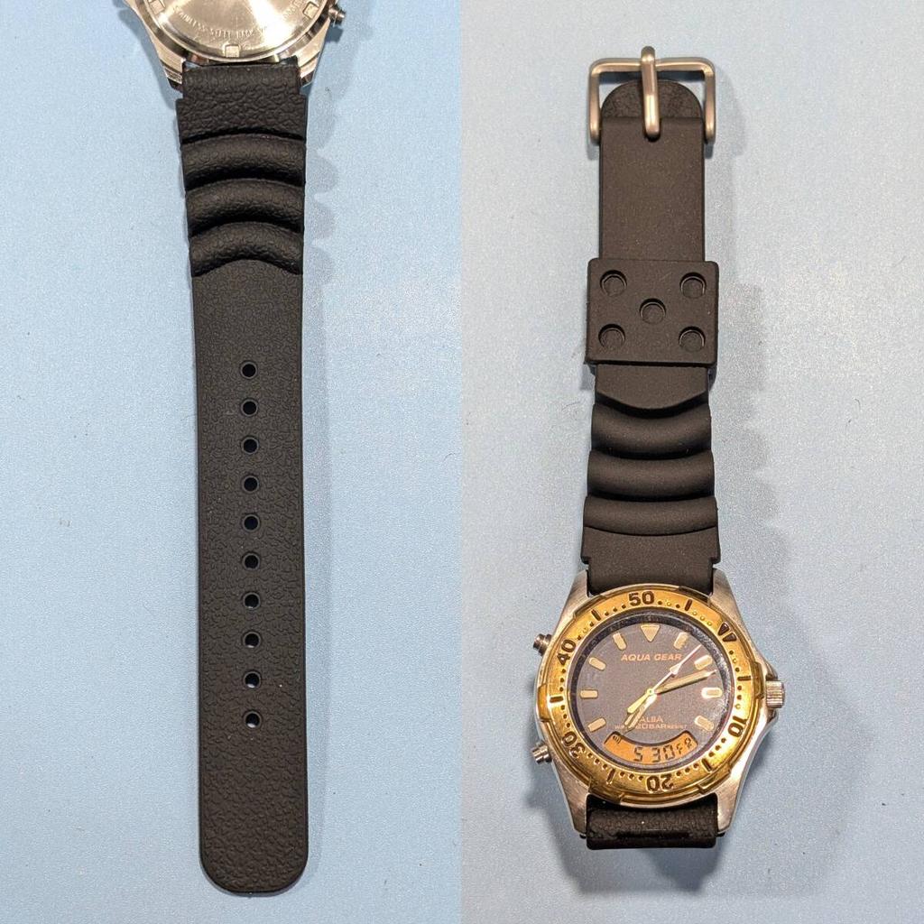 SEIKO ALBA AQUA GEAR and strap working Men's X-90 (Battery replaced, condition)