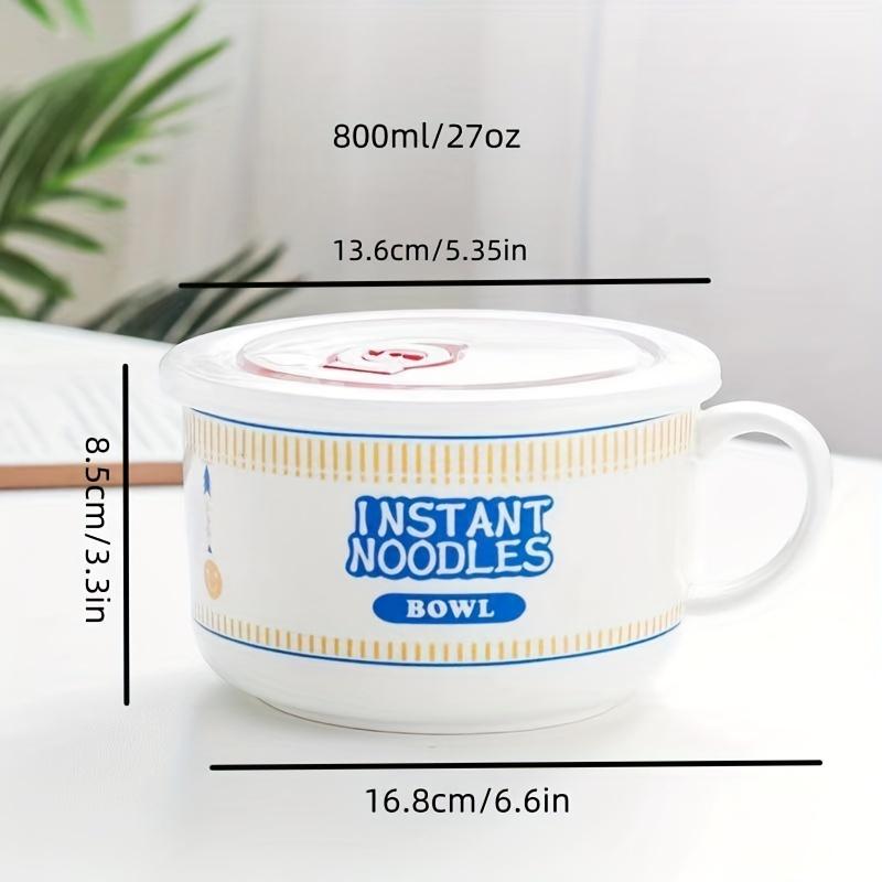 1 Set, Creative Large-capacity Ceramic Instant Noodle Bowl with Lid; Suitable for Noodle Soup, Instant Noodles, Ramen, and Cereal; Kitchenware 800ml/27oz синий