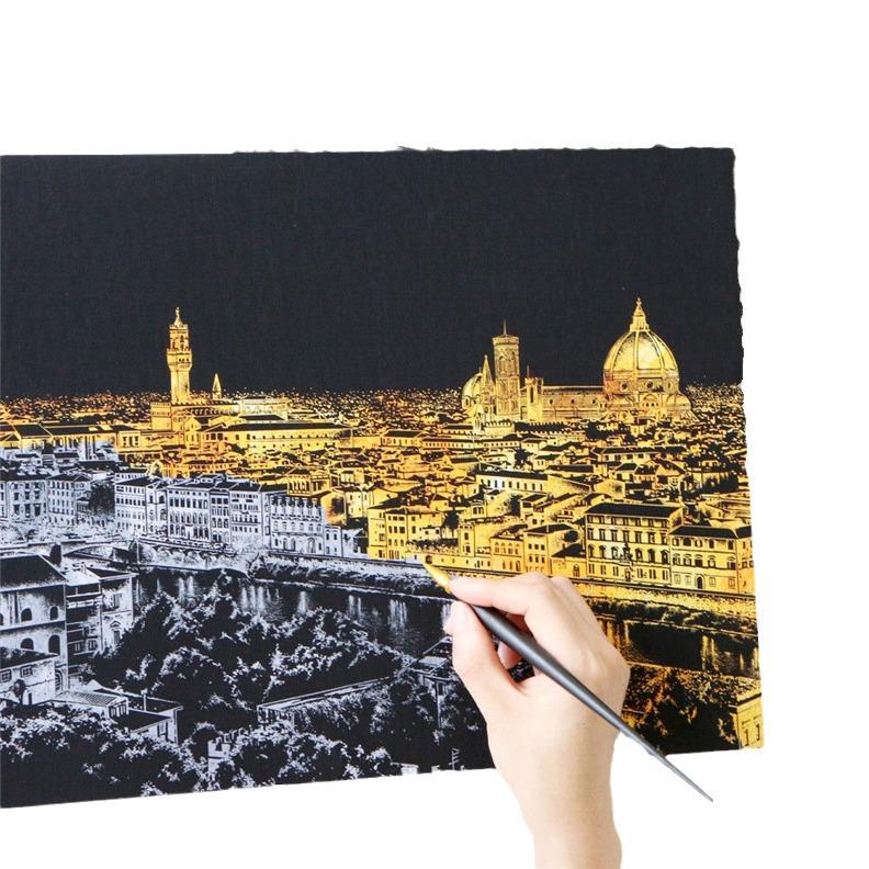 Korean City Night View Scratch Painting Book