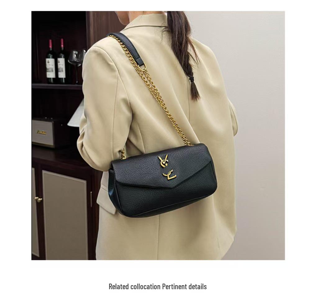 2025 Trendy Solid Color Texture Chain Shoulder Bag for Women