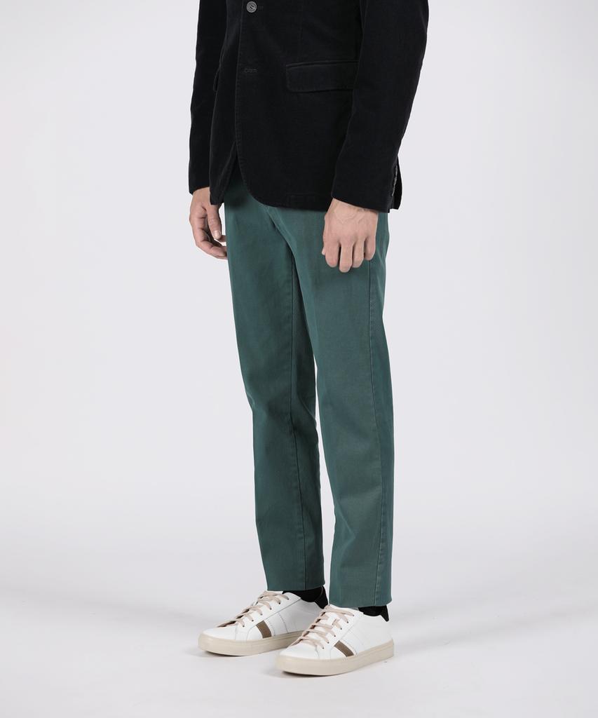 PANICALE Green Slim Fit Dyed Cotton Pants
