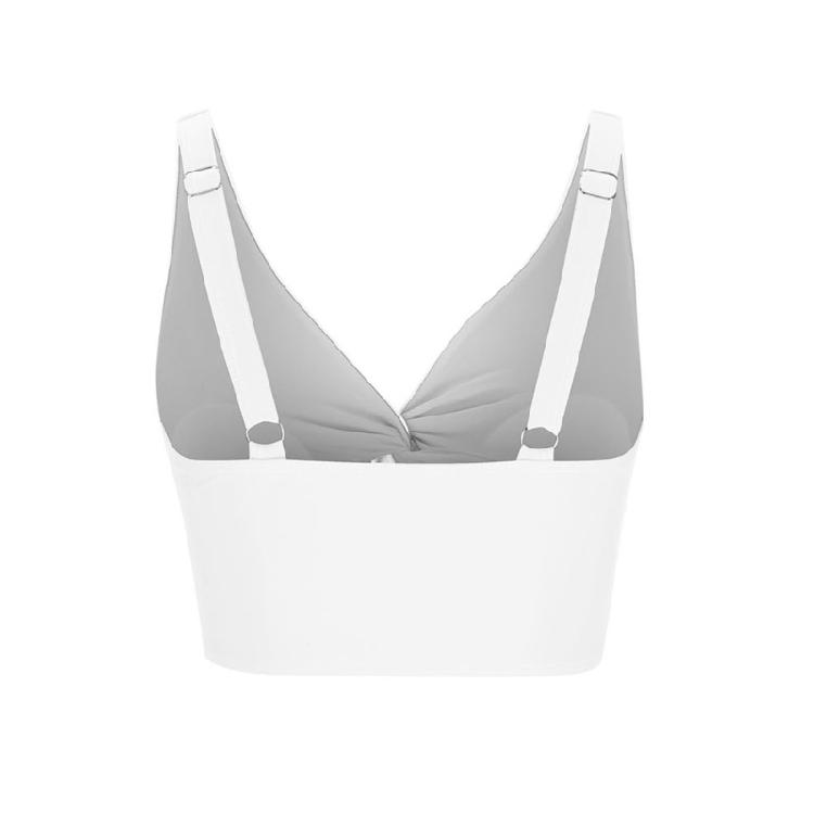 Stilvolles Badeshirt Saisonale Wassersportbekleidung Einfarbiges kurzes Oberteil Verdrehte Vorderseite Atmungsaktives Gewebe für Damen