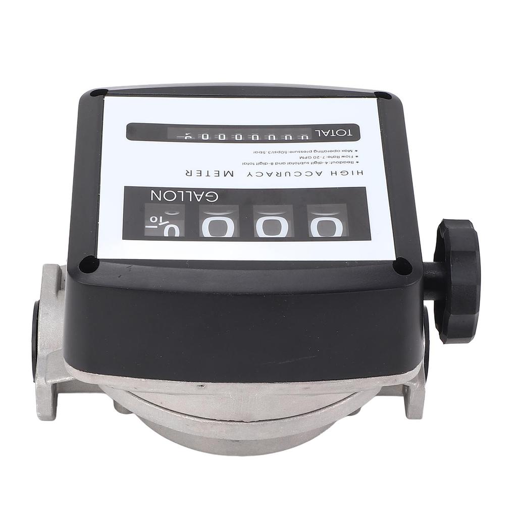 Aluminum Mechanical Fuel Flow Meter 4 Digit Pump Flow Meter Gallon High Accuracy Easy Reading