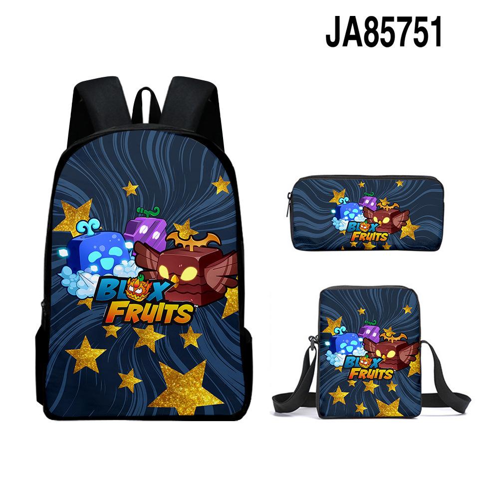 3D Game Blox Fruits Schoolbag Backpack Satchel Pencil Bag Backpack Three-Piece Set pencil case