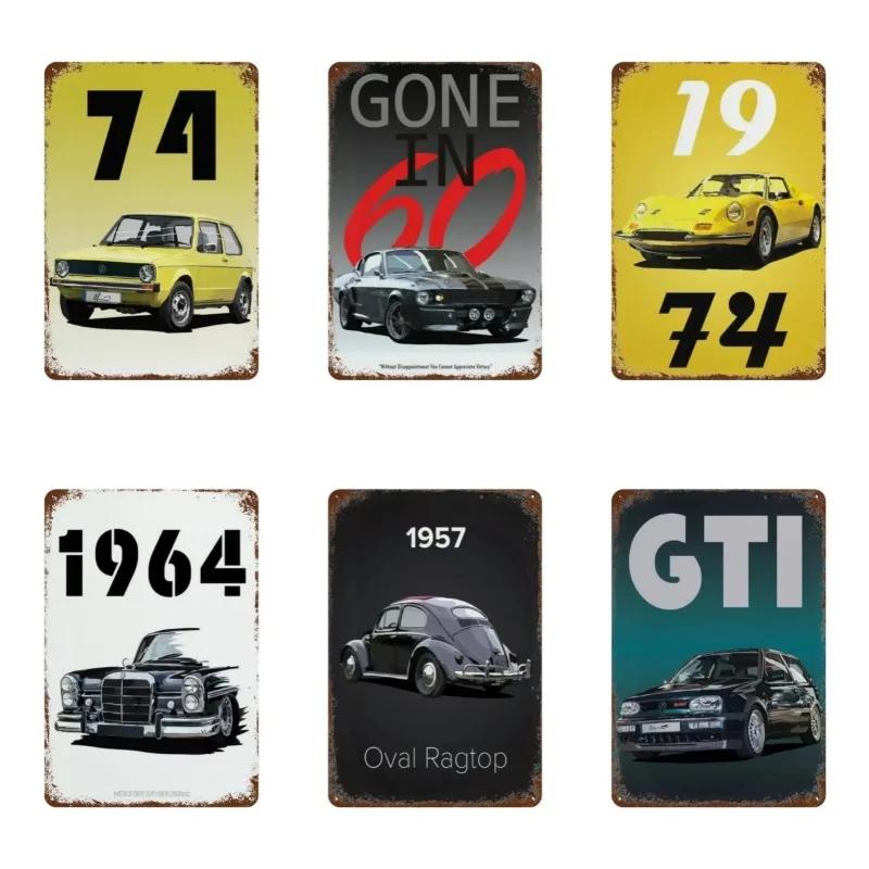 Metal Tin Poster 80s GTI Sports Classic Car Retro Metal Tin Sign Plaque Poster for Bar Club Wall Home Vintage Wall Plate Pendant