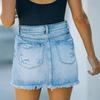 2023 European & American Out-Hip Casual Ripped Denim A-Line Skirt