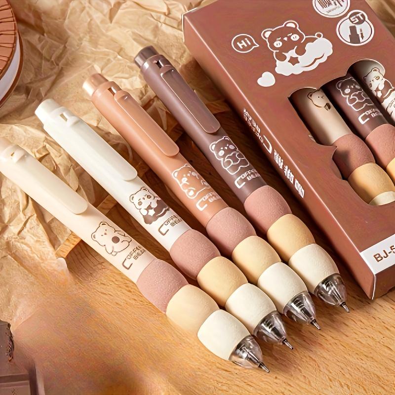 4 Cute Cartoon Ballpoint Pens with Soft Grip, Retractable 0.5mm Fine Point Black Ink - Perfect for School and Office Supplies