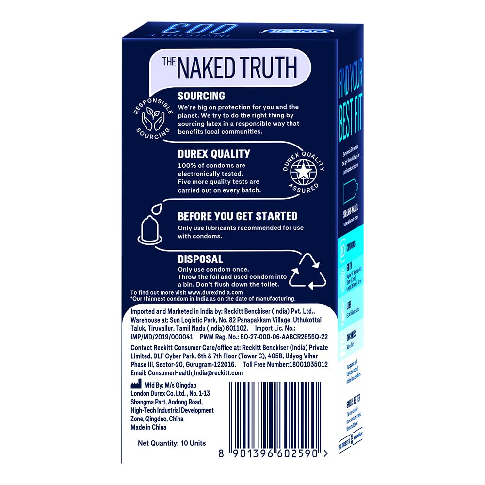 Durex Invisible 003 Condoms 10S | Micro Thin Condom for Maximum Sensations