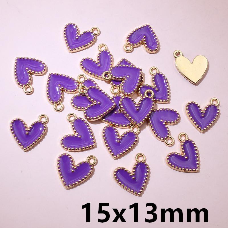 30pcs 15x13mm Enamel Heart Charms Pendant Alloy Metal DIY Jewelry Making Accessories for Earrings Bracelet Necklace Findings