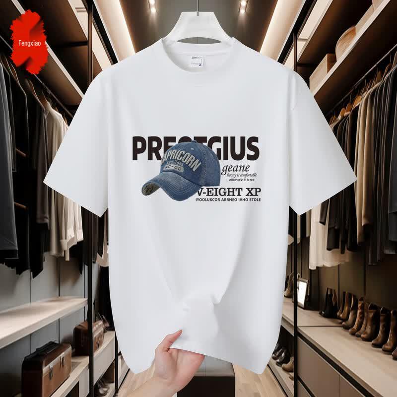 Men s Summer Loose Fit Round Neck T-Shirt 4XL