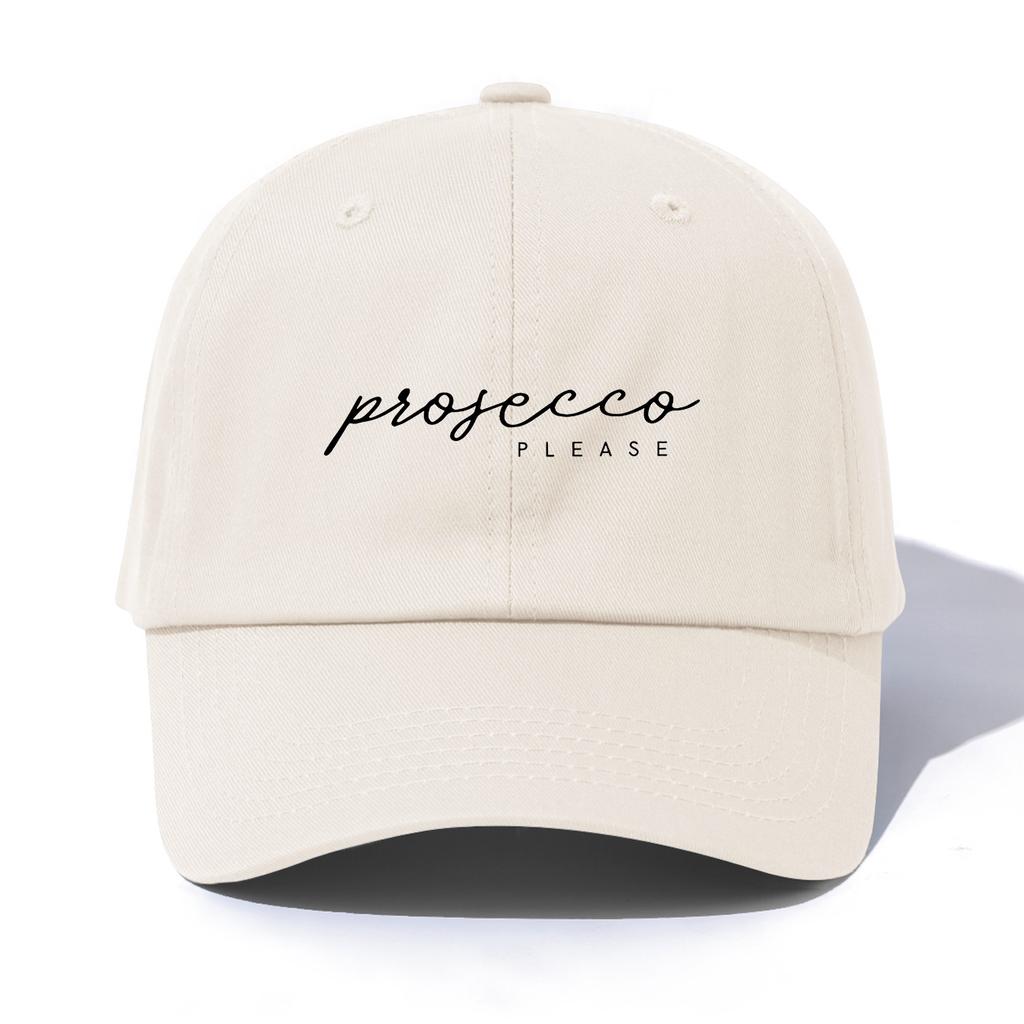 1pc PROSECCO Print Baseball Cap for Adults, Minimalist Retro Style Casual Soft Adjustable Dad Hat, Perfect As Gift