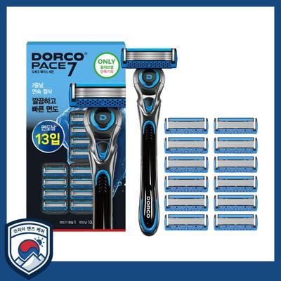 PACE7 Razor Set (Handle + 13 Replacement Cartridges) - Professional 7-Blade Ultimate Precision Shaving & Comfort Recharge Therapy