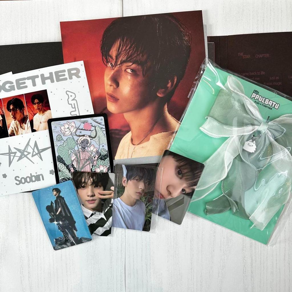 [USED] TXT Afterglow Soobin ver. Trading Card Set of 4 & Ribbon