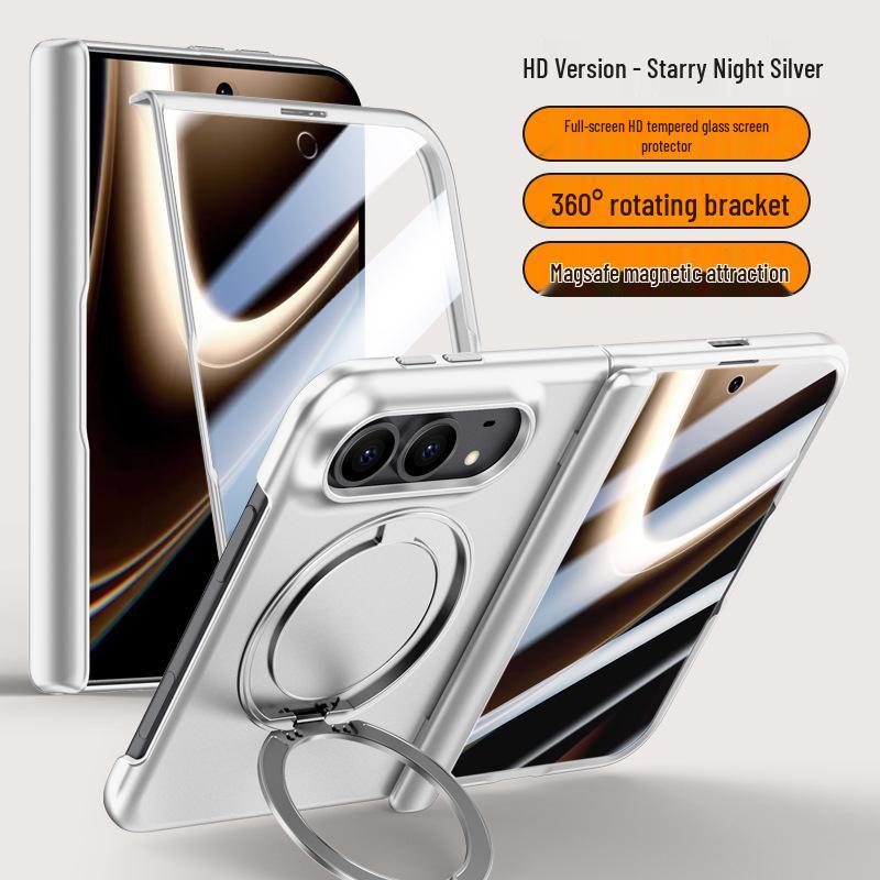 Apple iPhone Duo Foldable Magnetic Case with Rotating Bracket and Anti-Drop Protection.