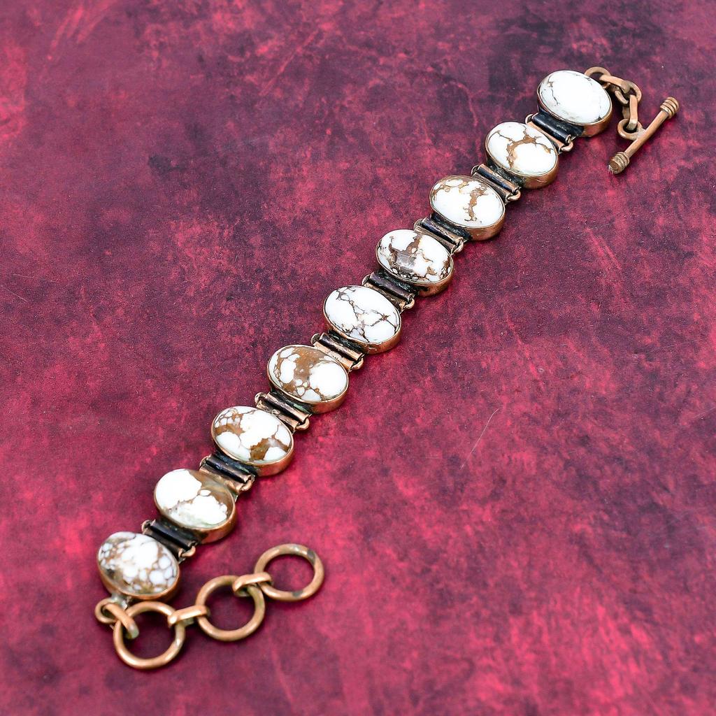 Wild Horse Magnesite Bracelet Copper Adjustable Chain Bracelet Gemstone Jewelry