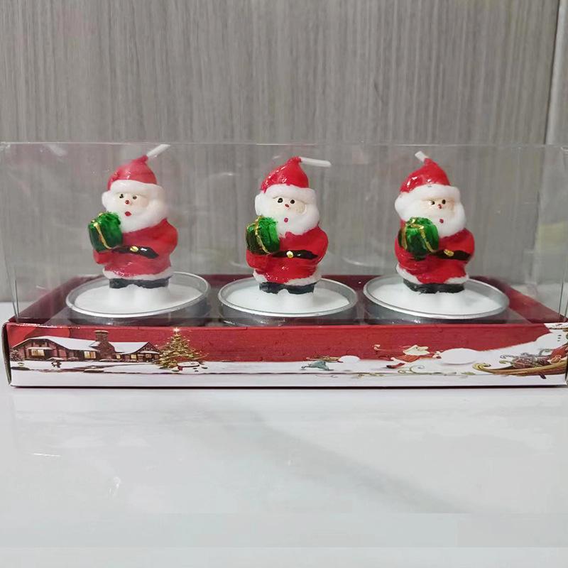 Festive Candle Set: Painted Santa Claus & Snowman for Silent Night Candlelight Dinner Decor