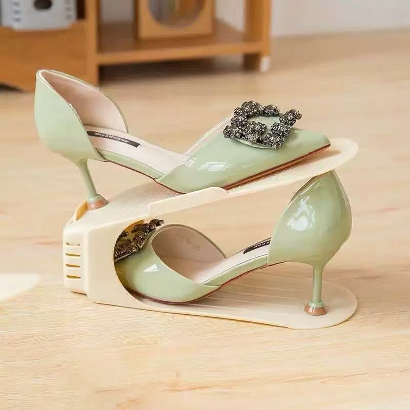 6-piece shoe rack, one-piece foldable and adjustable double-layer slipper storage rack, saves space, perfect gift