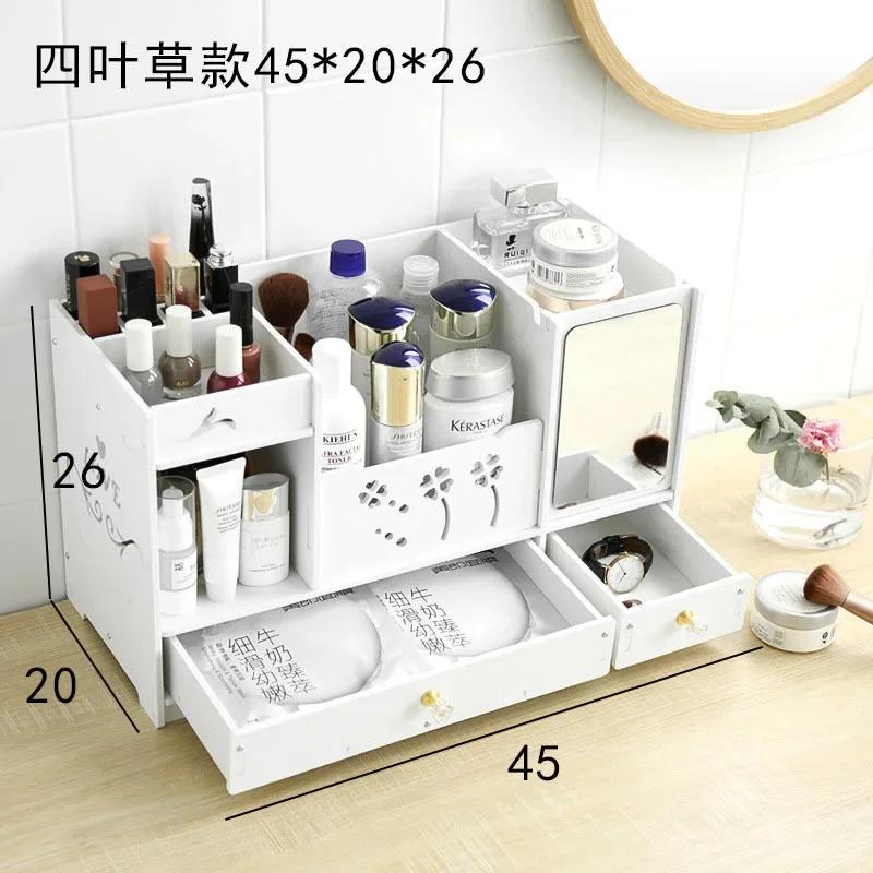 Large Dressing Table With Mirror And Drawer Storage Makeup Bedroom Furniture Desktop Storage Makeup Vanity Box Home Furniture