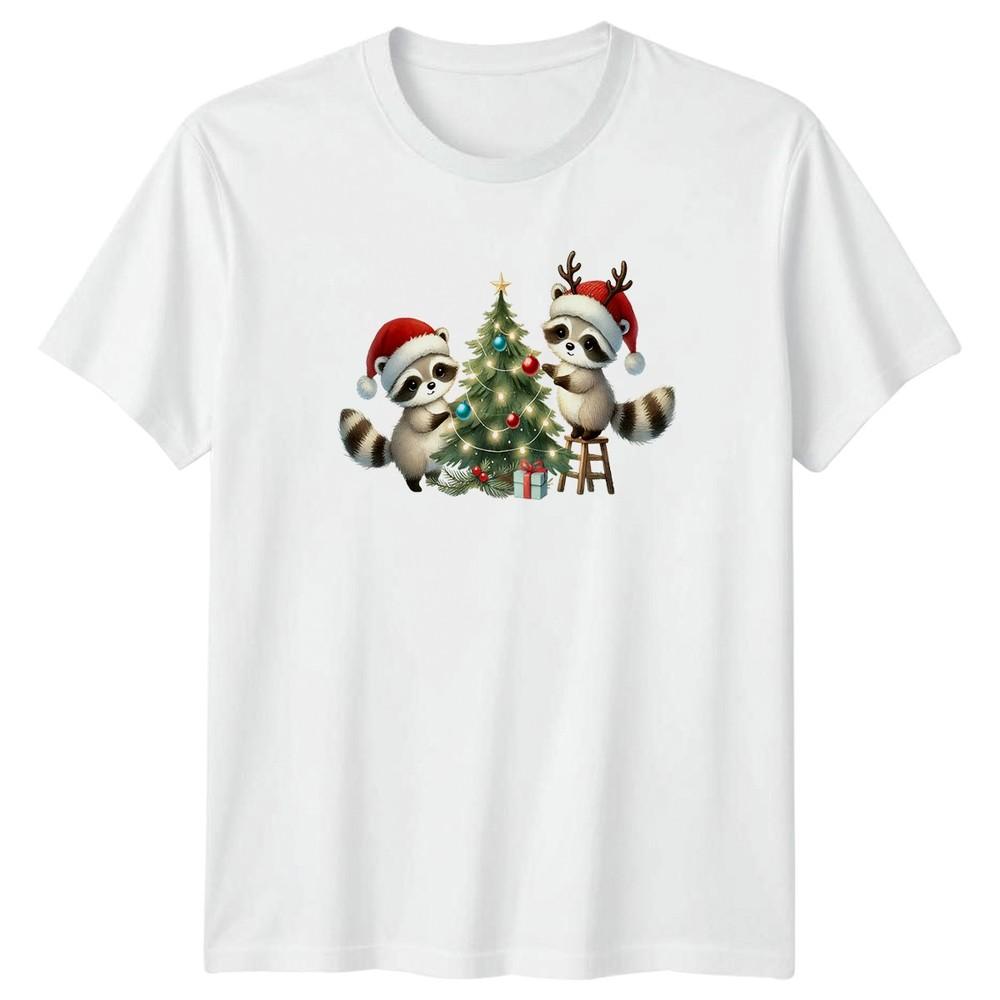 Raccoons Christmas Tree Decorating Holiday Unisexs TShirt Unisex Graphic Tee Unisex