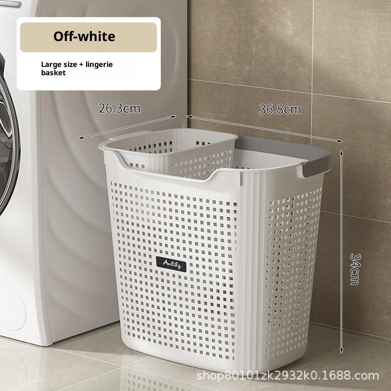 Large Plastic Laundry Basket Storage Bin,Hollow Out Dirty Clothes Basket,Dormitory And Bathroom Portable Storage Basket