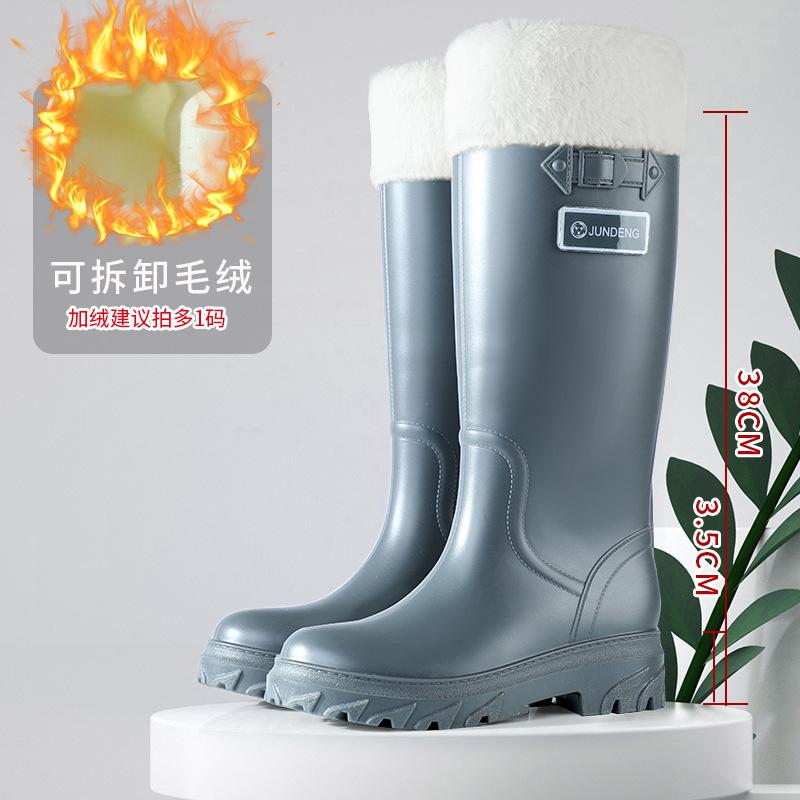 New Women's Rain Shoes Simple Medium and High Tube Women's Shoes Waterproof and Non-slip Work Rubber Shoes Go Out In the Kitchen Rainy Day