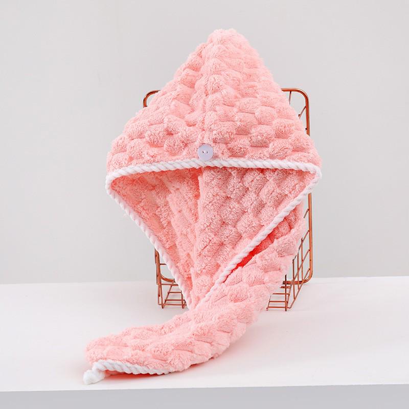 Soft Absorbent Coral Fleece Hair Towel & Cute Shower Cap Headband