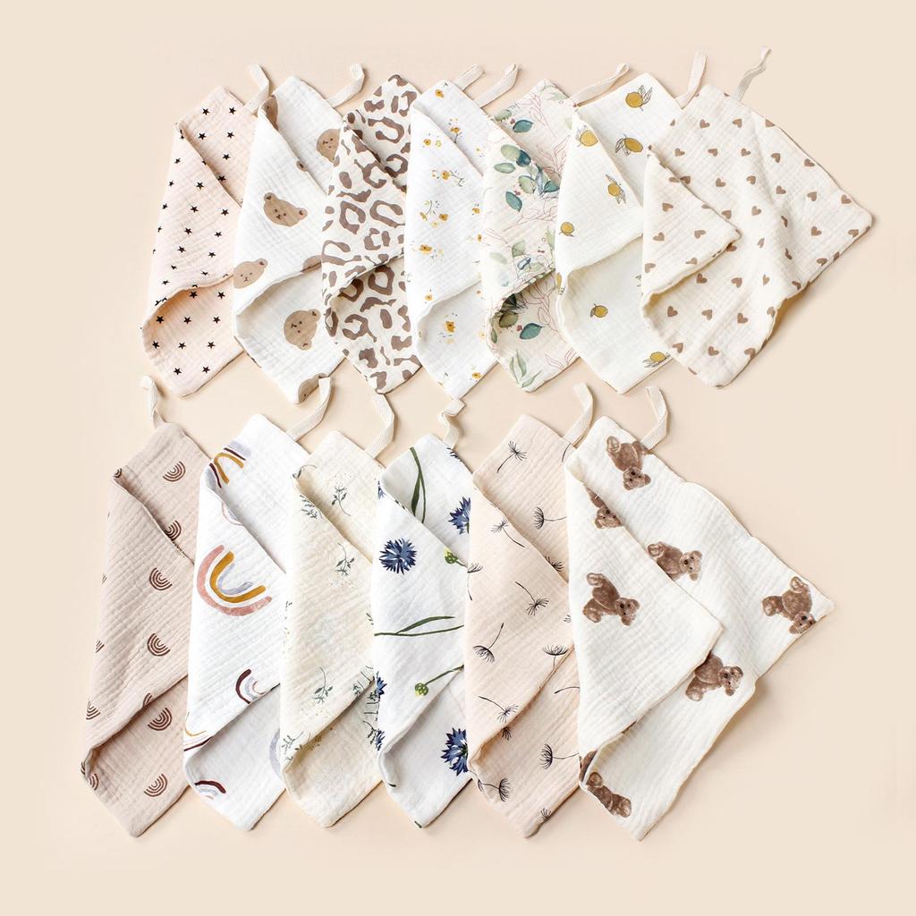 Baby Soft Cotton Muslin Handkerchief with Lanyard