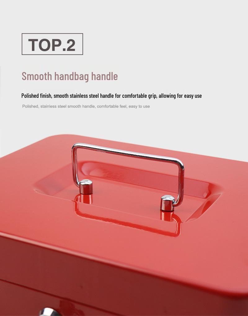 Portable Steel Cash and Jewelry Storage Box with Key Lock
