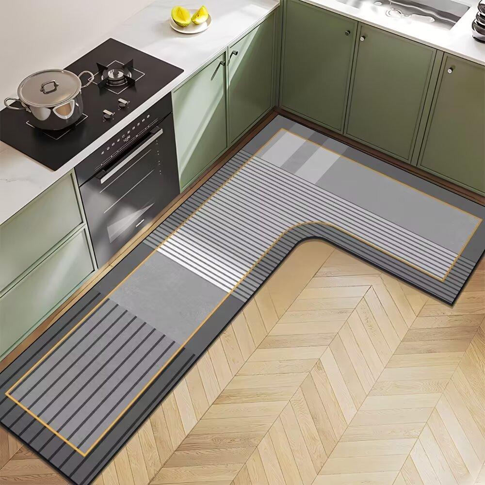 Nordic Light Luxury Diatom Mud Household L-shaped Kitchen Floor Mat Water Absorption  Anti-slip  Quick-drying and Easy-to-maintenance Floor Mat