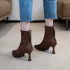 2026 Fall/Winter New Pointed Toe Side Zip Booties Block Heel American Chelsea Skinny Boots