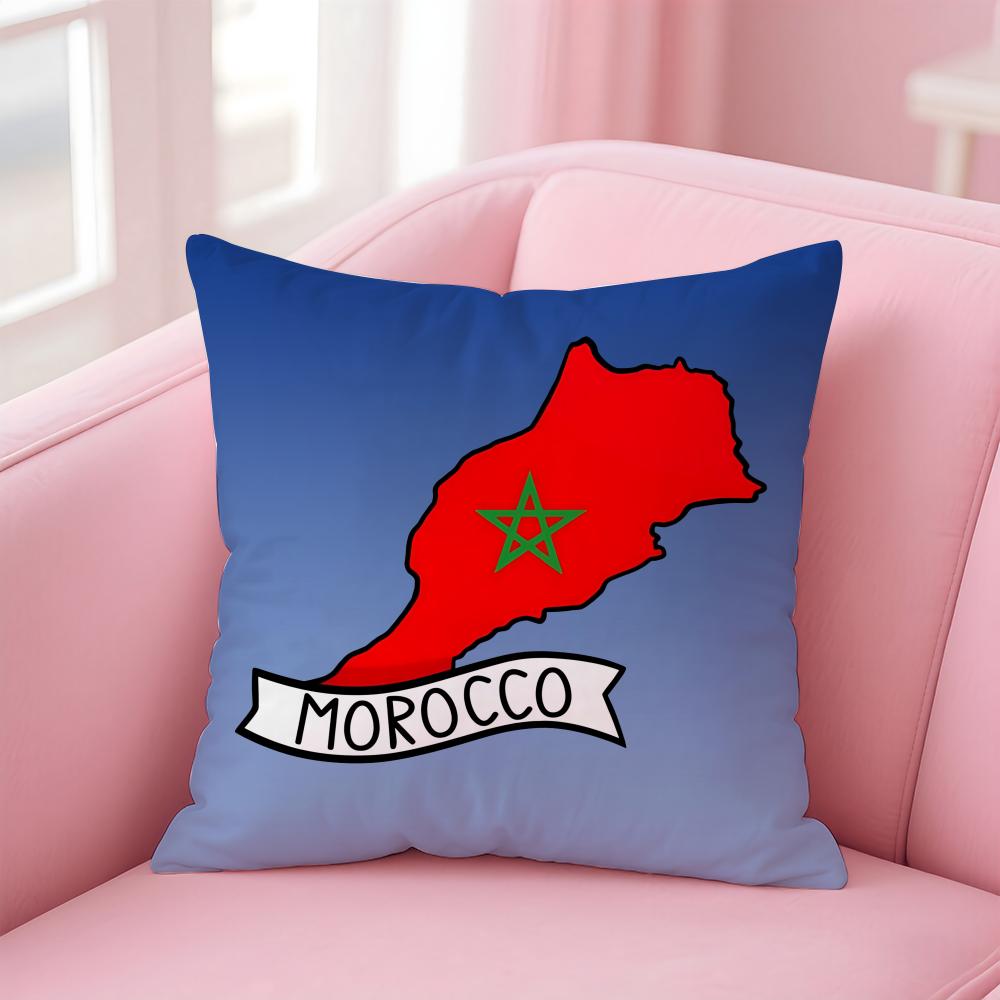 Morocco Mar Flag Cushion Cover Eco-Friendly Odorless Healthy Pillowcase Soft & Comfortable Kid-Safe No Filling