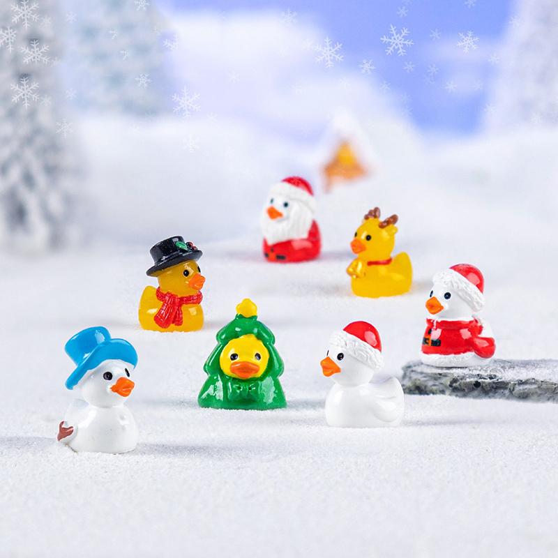 Söt Jul Liten Gul Anka Docka Snö Landskapsarkitektur Gör-det-själv Dekorationsaccessoarer Mikrolandskap Små Ornament Hantverk