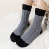 1 Pair Women Coral Velvet Socks Autumn Winter Fuzzy Thick Warm Fleece Mid-calf Socks Soft Fluffy Home Sleeping Slipper Socks