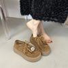 2025 Retro Round Head Lace-up Women's Shoes British Style Platform Versatile Small Fringed Loafers Women's Single Shoes Trend