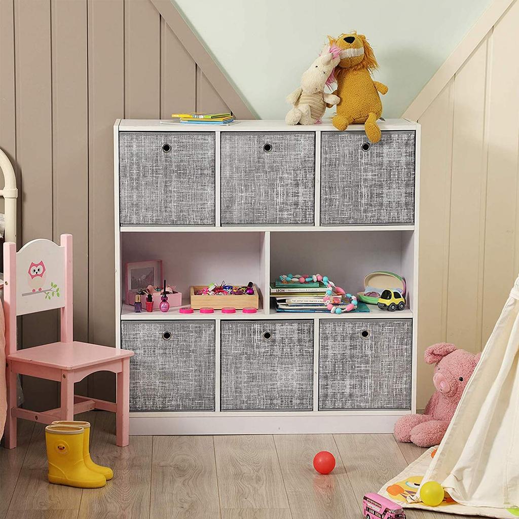 SONGMICS Foldable Storage Boxes, Set of 6 Non-Woven Fabric Storage Cubes, 30 X 30 X 30 Cm, Toy Clothes Organiser Bins, Grey