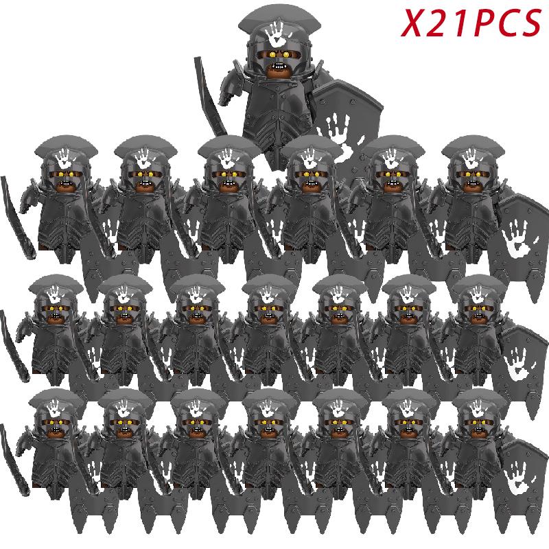 New 8pcs/lot MOC Uruk-hai Orc Army Group Orcus Figures Model Building Blocks LOTR Bricks Medieval Toys for Children gifts