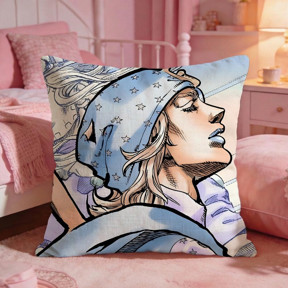 jJoJo Bizarre Adventure Cushion Cover Premium Comfort Reversible Pillow Cove Two in One Design for Any Room Car Interior