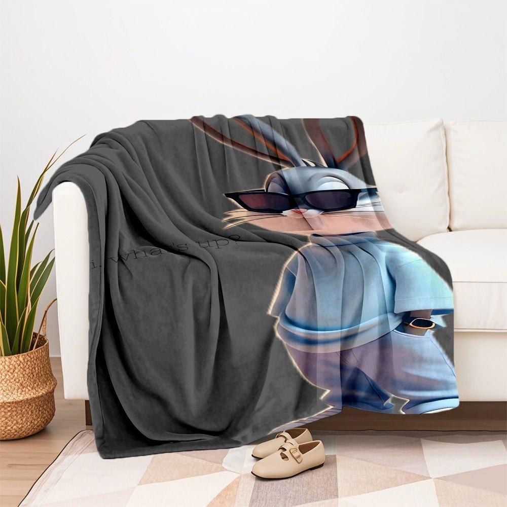 "Chill Vibes: Bugs Bunny's Casual Cool Look"Blanket Flannel Throw Blanket for Sofa, Bed, Travel, Camping, Office