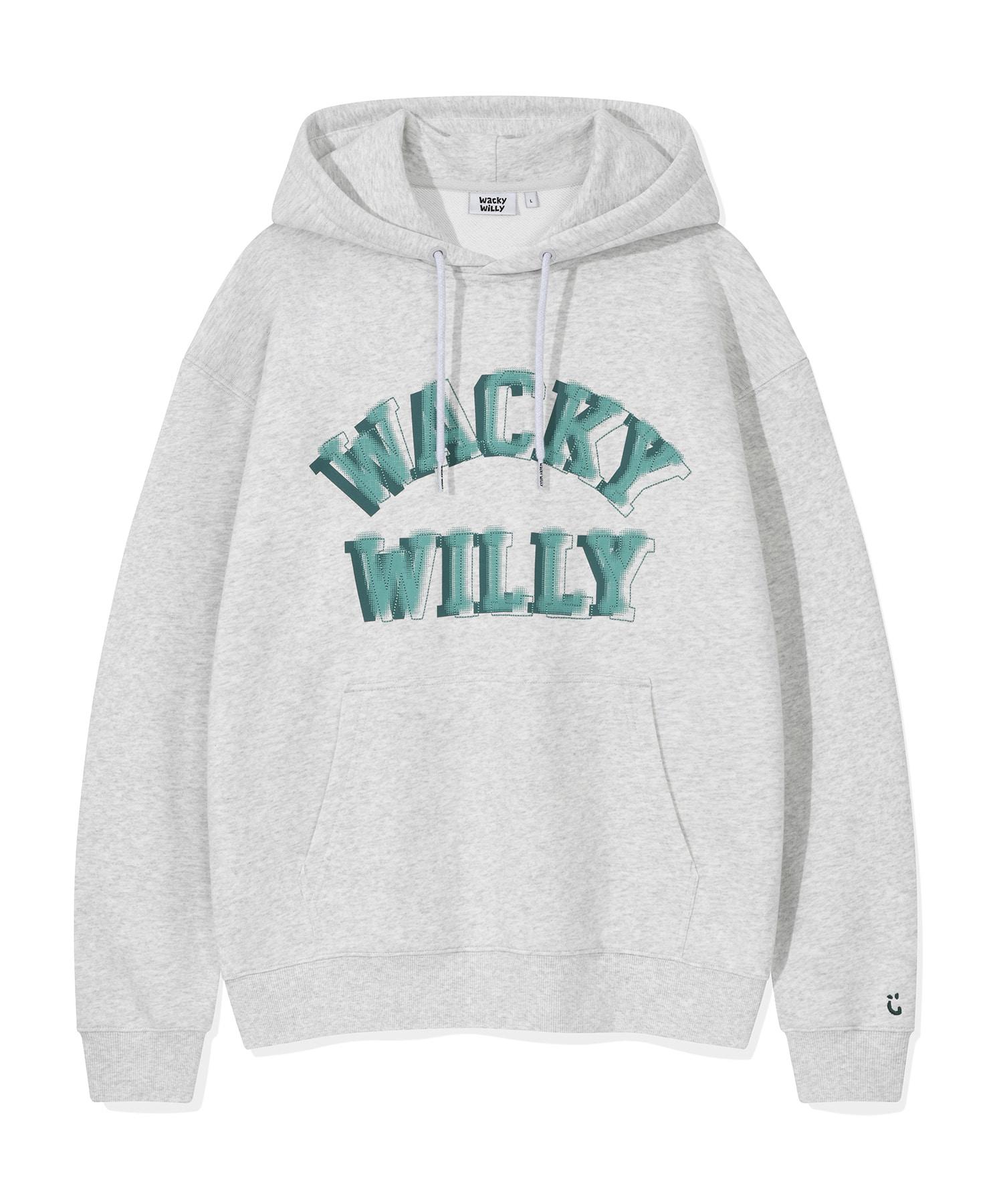 Wacky Willy Lettering Graphic Hoodie Light Grey L