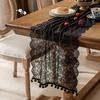 French Lace Table Runner Hollow Tassel Fringe Placemat Elegant Decorative Tablecloth Romantic Wedding Party Dining Table Dresser Buffet Decor