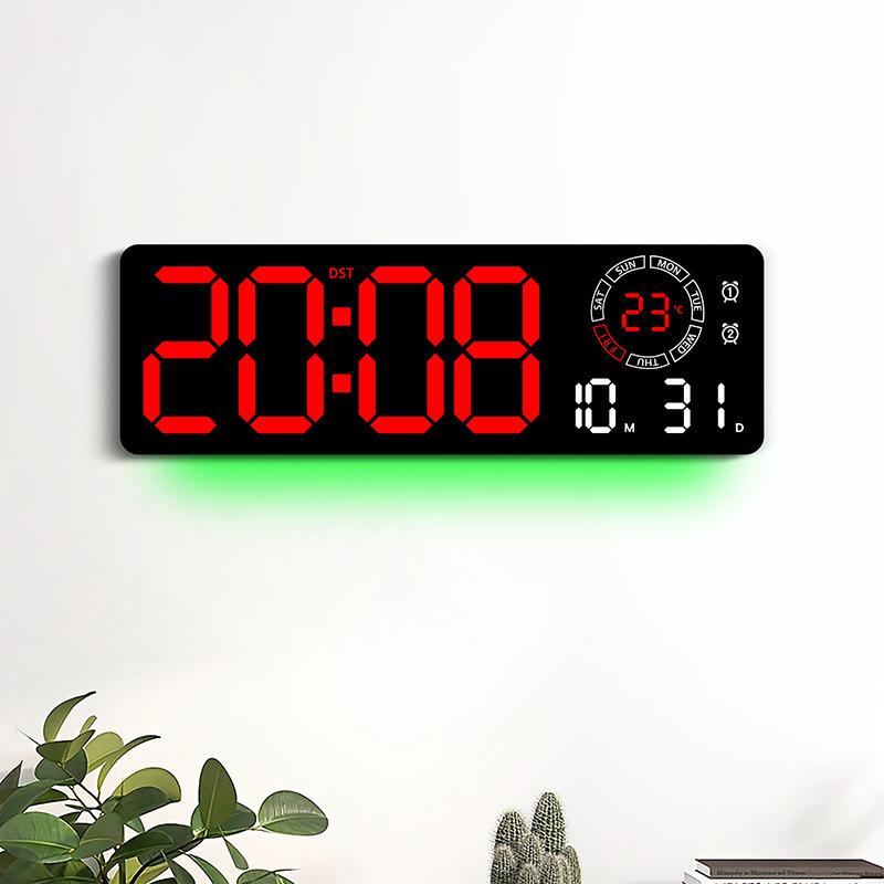 Modern LED Luminous Wall Clock with Dual Alarms