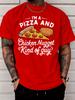 Funny Pizza And Chicken Nugget With Slogan Text Graphic Print Unisexs Crew Neck Short Sleeve Tee Casual Daily Soft Basic Wear Top